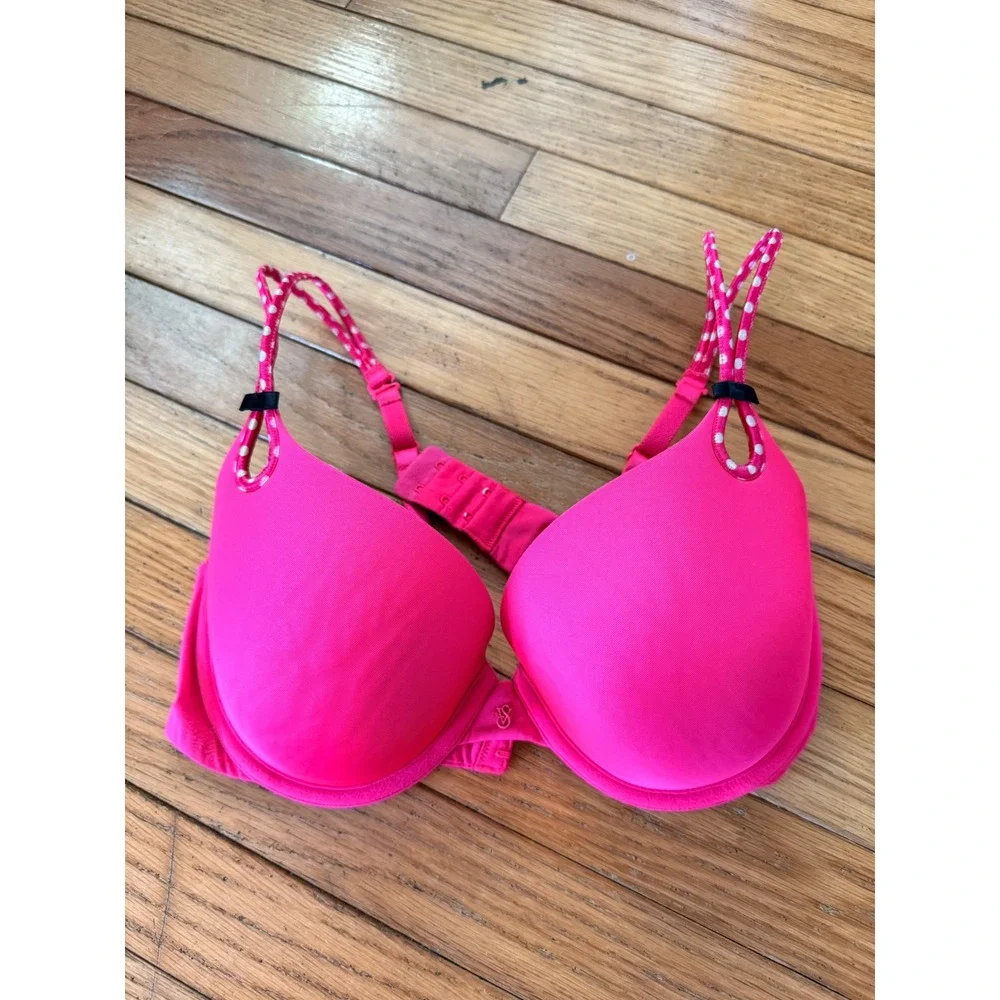 Y2K‎ 2000s Victorias Secret Sexy Little Things Pink Polka Dot Strap Push Up Bra